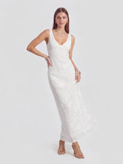 Backless Jacquard Maxi Dress