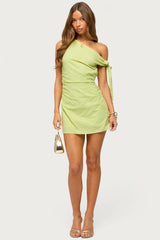 Zimi Eyelet One Shoulder Mini Dress