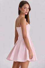 Pink Cotton Flared Mini Sundress