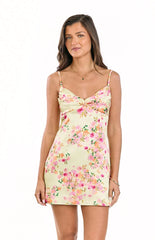 Honey Yellow Bloom Mini Dress