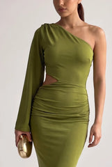 Megan | Asymmetric Side Split Maxi Dress