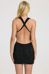 Embellished Mini Dress in Black