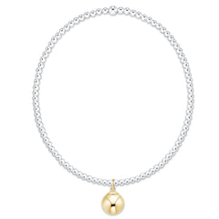Classic Mixed Metal 2mm Bracelet - Classic Gold 8mm Charm