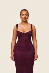 The Cinched Lace Corset in Plum
