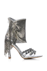 AZALEA WANG LESSIE SILVER CHAINMAIL STILETTO