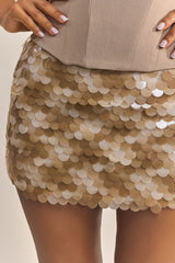 The Shimmi Sequin Micro Mini Skirt in Stone
