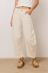 Allison Striped Barrel Jeans In Tan Final Sale