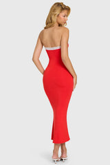 Modal Lace-Trim Midaxi Dress in Cherry