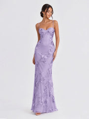 3D Floral-Embellished Corset Gown
