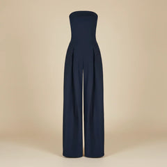 Women’S Strapless Wide-Leg Jumpsuit – Structured Bodice With Elegant Flowing Silhouette