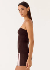 Straight Lines Knit Mini Dress Brown