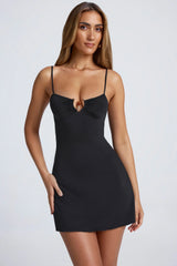 Hardware Detail A-Line Mini Dress In Black