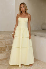 Sunny Day Embroidered Tiered Maxi Dress Yellow