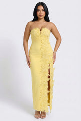 Éloise Floral Appliqué Column Maxi Dress