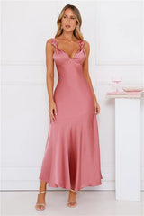 Graceful Essence Satin Maxi Dress Plum