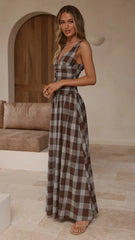 Sanya Maxi Dress - Chocolate Check