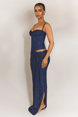 The Lexi Lace Maxi Skirt in Navy Blue