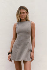 Dreamy Skies Gingham Mini Dress Brown