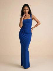 Amazing Mesh Ruched Column Maxi Dress