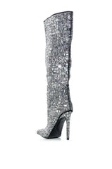 AZALEA WANG LOVERS LANE SILVER EMBELLISHED BOOT