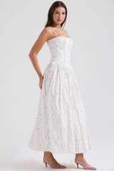 white posy print cotton maxi sundress
