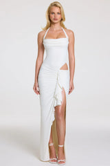 Halterneck Maxi Dress in Pearl
