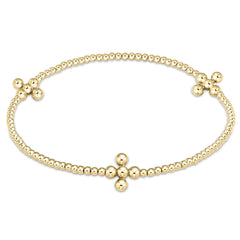 Beaded 3mm Gold Signature Cross 2mm Gold Bracelet