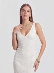 Backless Jacquard Maxi Dress