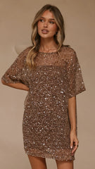 Zanthe Sequin Mini Dress - Mocha