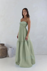 Unforgettable Style Strapless Maxi Dress Sage