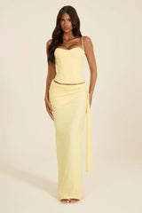 The Lexi Lace Corset Top in Butter Yellow