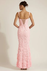 Embellished Appliqu¨¦ Soft-Scoop Corset Gown in Pink