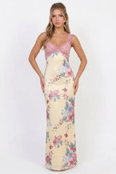 Sweet Tea Mesh Floral Maxi Dress