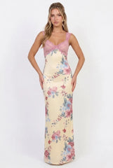 Sweet Tea Mesh Floral Maxi Dress