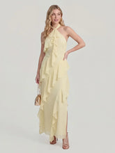 Halterneck Flowy Tiered Ruffle Maxi Dress