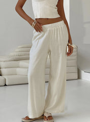 Louis Linen Blend Pants White Petite