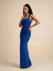 Amazing Mesh Ruched Column Maxi Dress