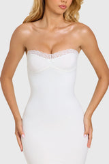 Modal Lace-Trim Midaxi Dress in Coconut