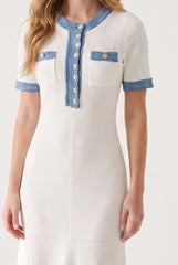 Megan | Denim White Maxi Dress