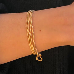 Classic Gold 2.5mm Bracelet - Love Gold Charm