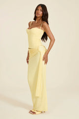 The Lexi Lace Corset Top in Butter Yellow
