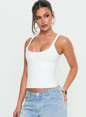 Kasper Cinched Longline Tank Top White
