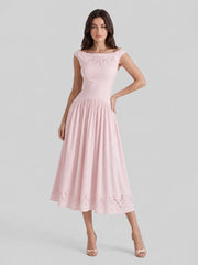Exquisite Boat Neck Fil-Coupé Dress