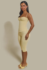 The Everly Lace Up Corset Top in Butter Yellow