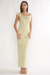 Evermore Cowl Neck Maxi Dress Floral Sage