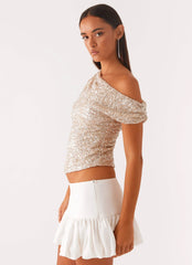 All Star Off Shoulder Top - Silver