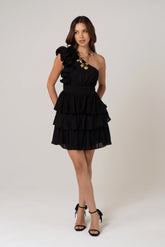 Belinda One Shoulder Mini Dress With Ruffles