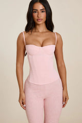 The Everly Lace Up Corset Top in Baby Pink