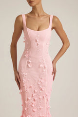 Embellished Appliqu¨¦ Soft-Scoop Corset Gown in Pink