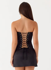 All My Ladies Strapless Corset Top - Black